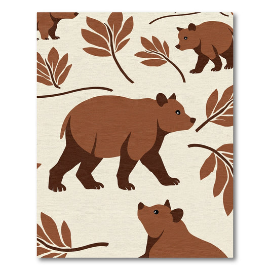 Brown Bear Leafy Woodland Rug