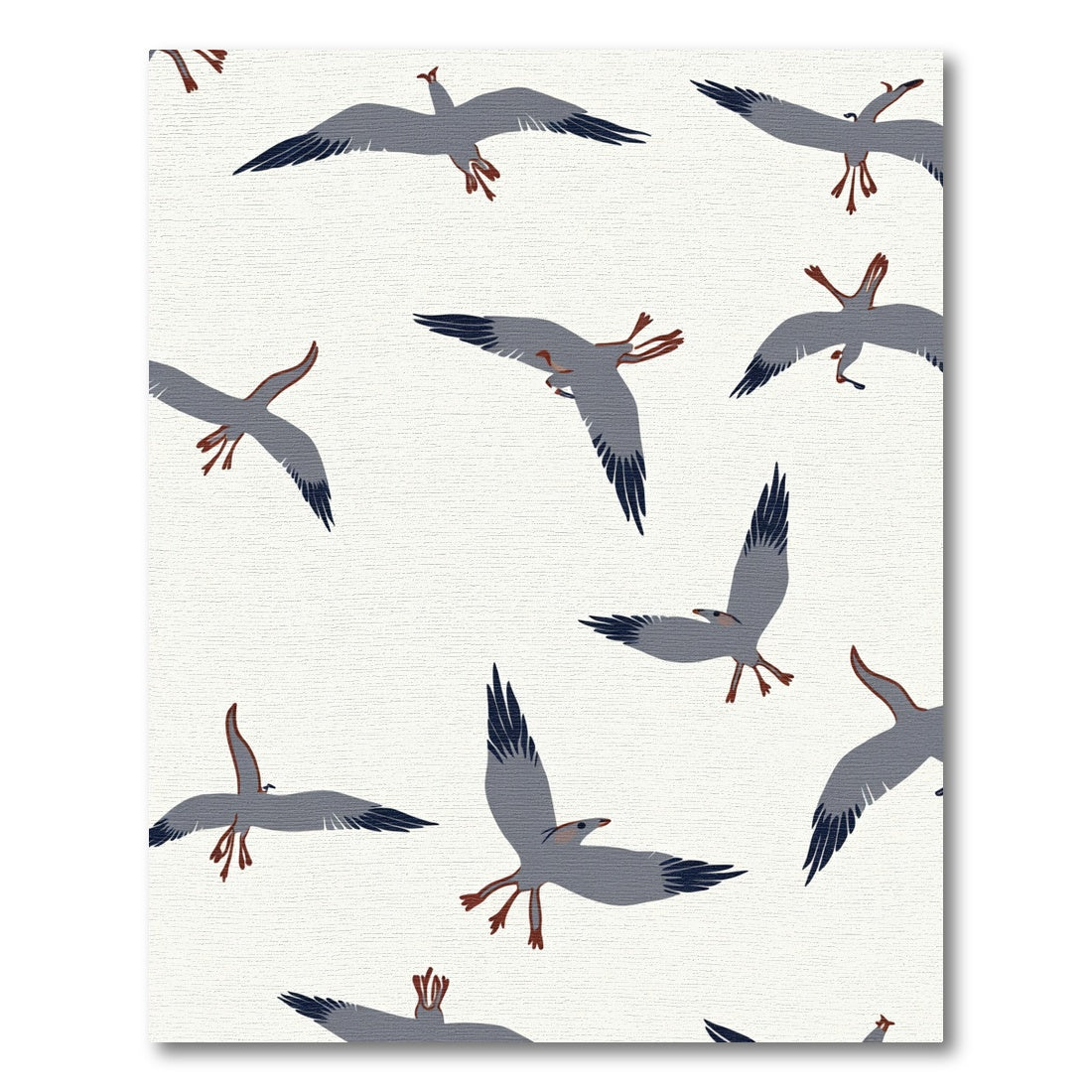 Gray Flying Birds Flock Pattern Rug