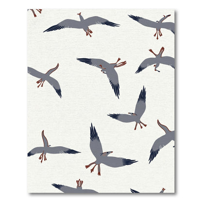 Gray Flying Birds Flock Pattern Rug