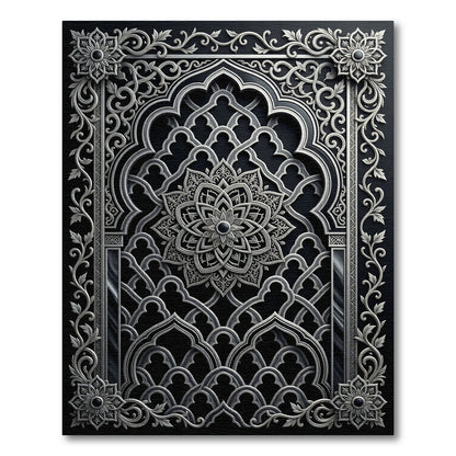 Ornate Silver Medallion Archway Rug