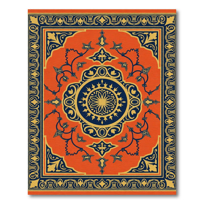 Vibrant Orange Blue Medallion Rug