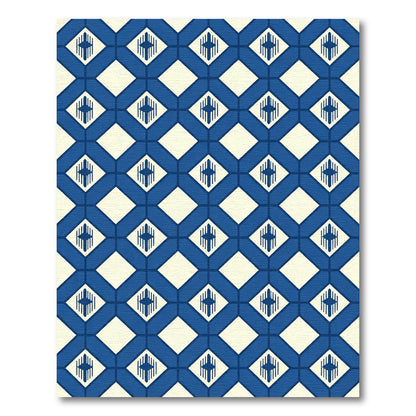 Classic Blue Diamond Geometric Lattice Rug