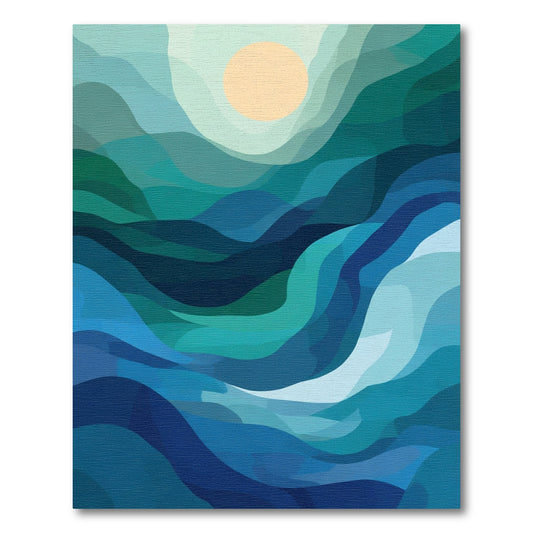 Oceanic Waves Blue Sun Rug