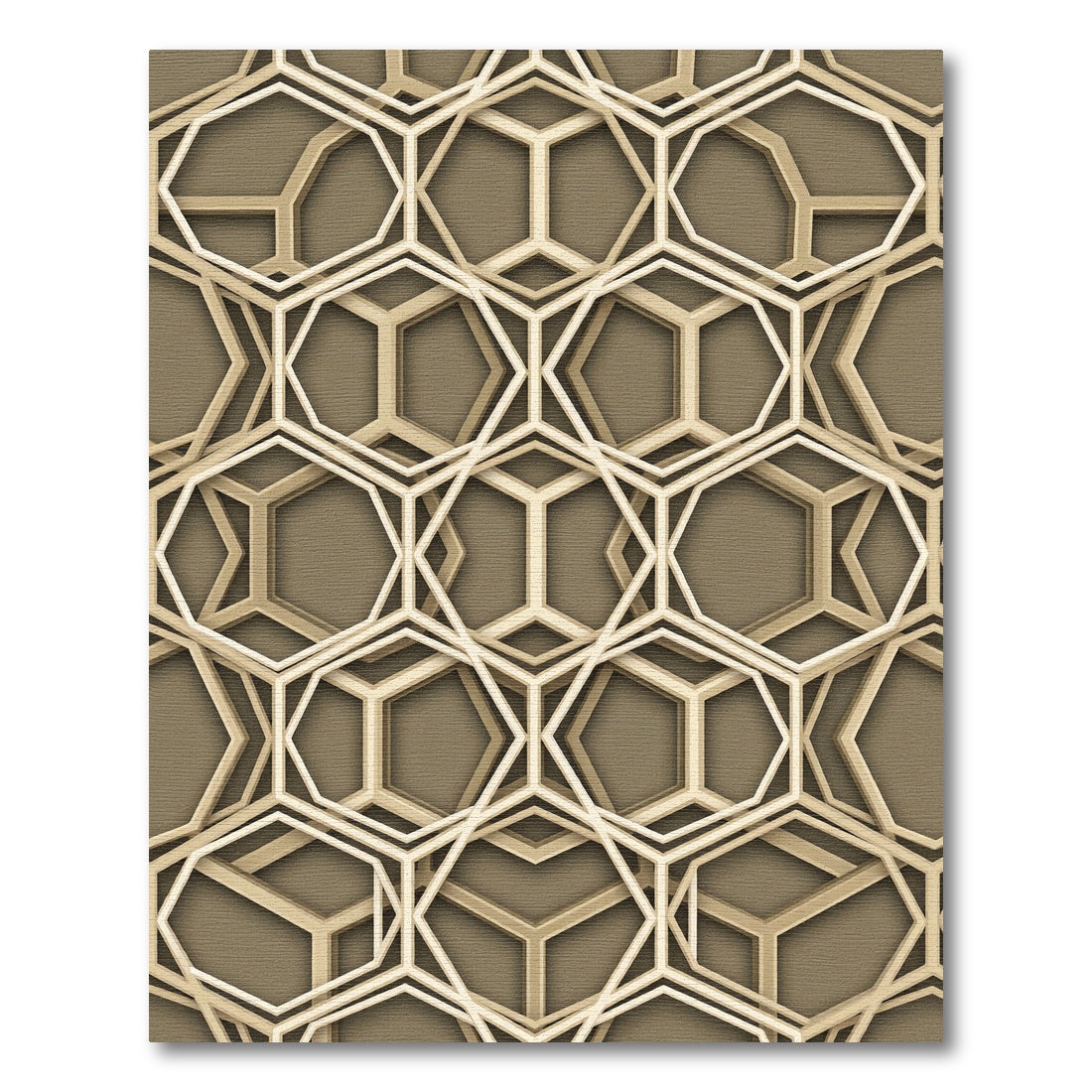 Sophisticated Golden Geometric Hexagonal Lattice Rug
