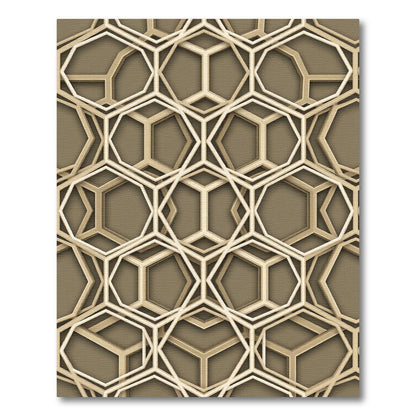 Sophisticated Golden Geometric Hexagonal Lattice Rug