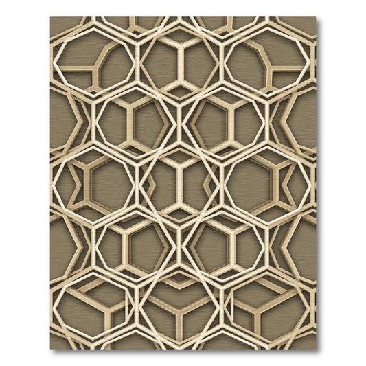 Sophisticated Golden Geometric Hexagonal Lattice Rug
