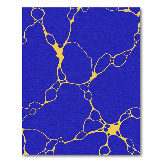 Bold Yellow Veins on Cobalt Blue Rug