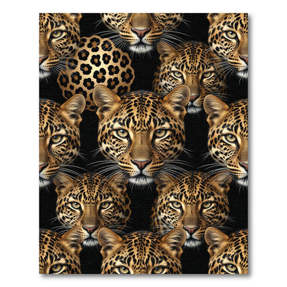Golden Leopard Spots Black Background Rug