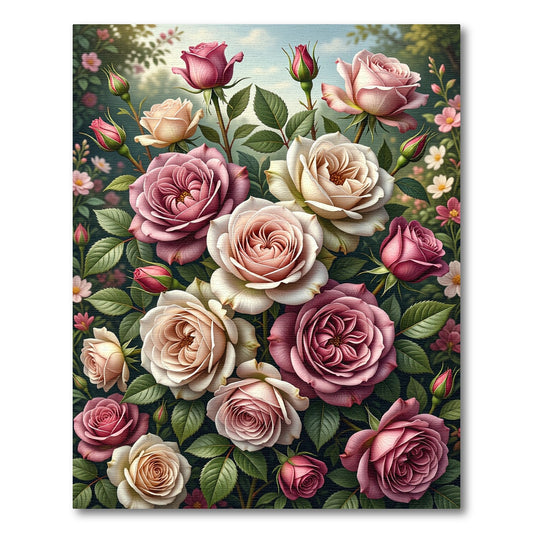Enchanting Pastel Rose Garden Bouquet Rug