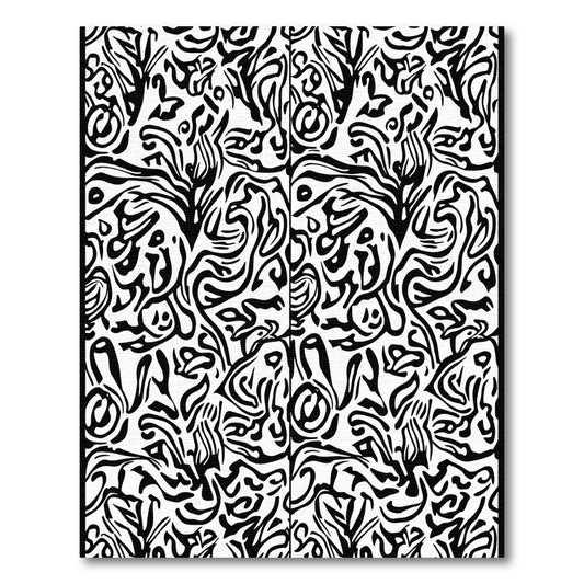 Abstract Black White Organic Flow Rug