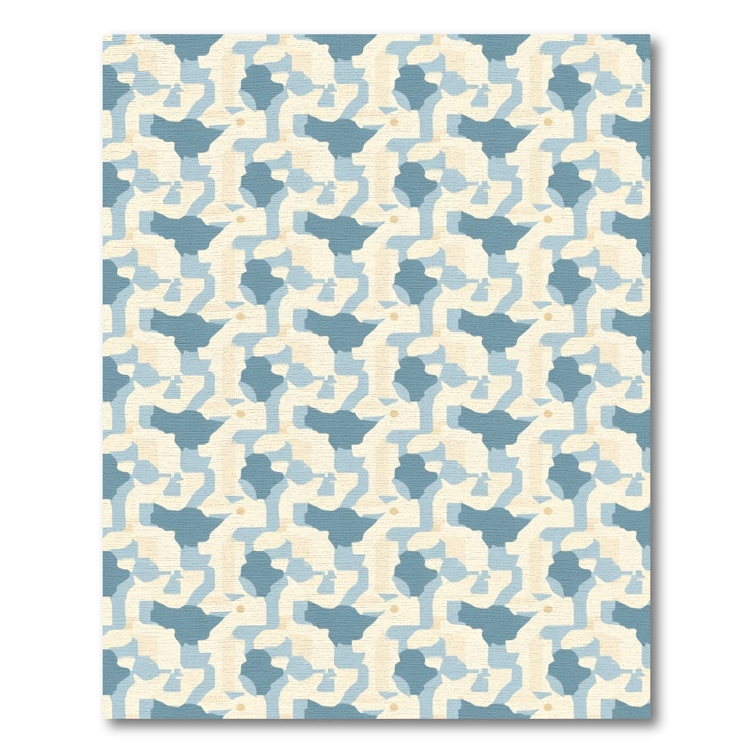 Abstract Blue and Cream Geometric Lattice Rug
