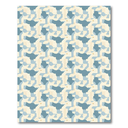 Abstract Blue and Cream Geometric Lattice Rug