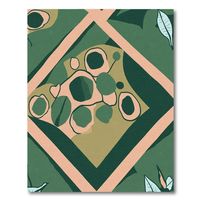 Earthy Abstract Geometric Diamond Rug