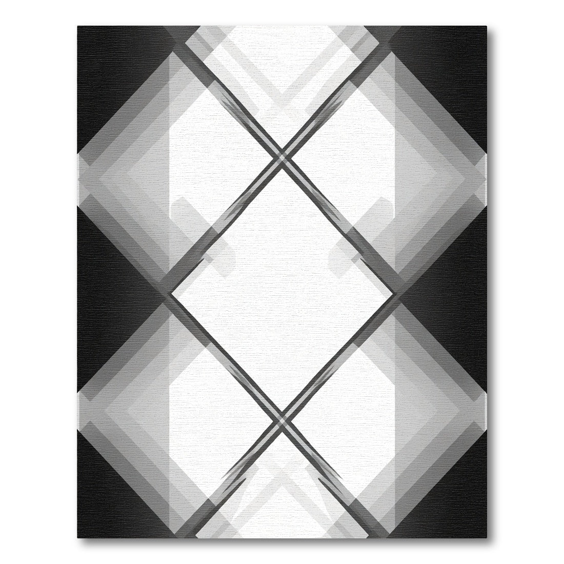 Monochrome Diamond Overlap Square Geometric Rug