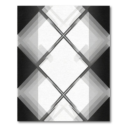 Monochrome Diamond Overlap Square Geometric Rug