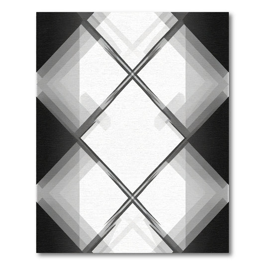 Monochrome Diamond Overlap Square Geometric Rug