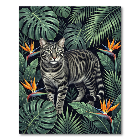 Exotic Jungle Cat Bird of Paradise Rug