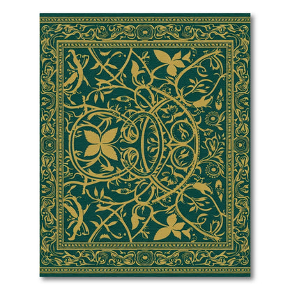 Emerald Golden Vine Scroll Ornament Rug