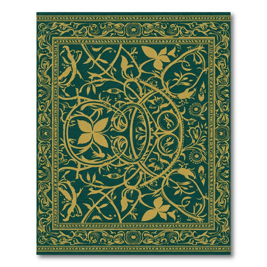 Emerald Golden Vine Scroll Ornament Rug