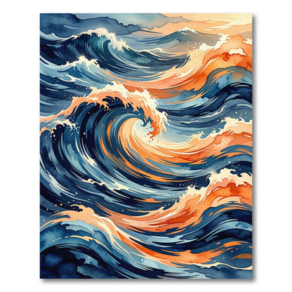 Vibrant Abstract Ocean Wave Rug