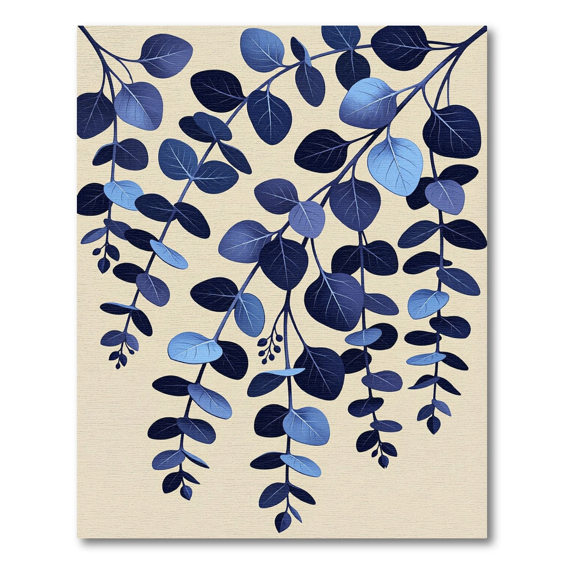 Deep Blue Eucalyptus Leaf Branches Rug
