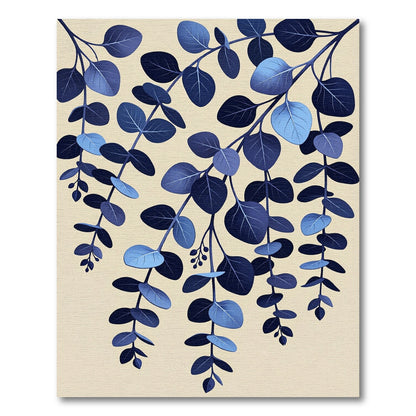 Deep Blue Eucalyptus Leaf Branches Rug