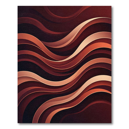 Modern Abstract Crimson Flowing Waves Rug