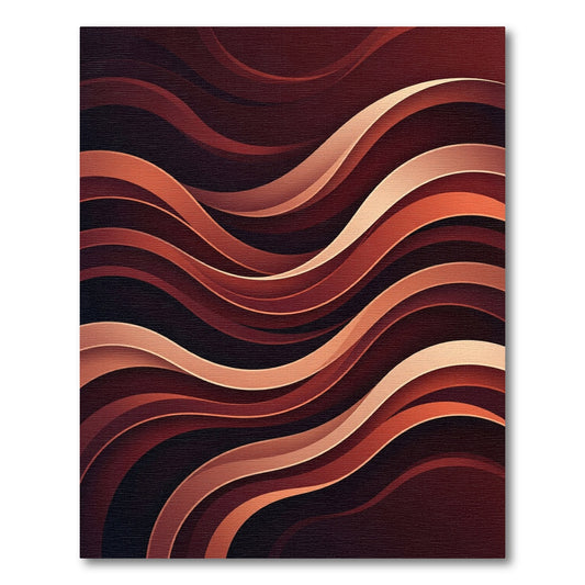 Modern Abstract Crimson Flowing Waves Rug
