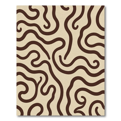 Chocolate Swirl Beige Abstract Lines Rug
