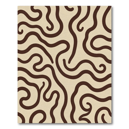 Chocolate Swirl Beige Abstract Lines Rug