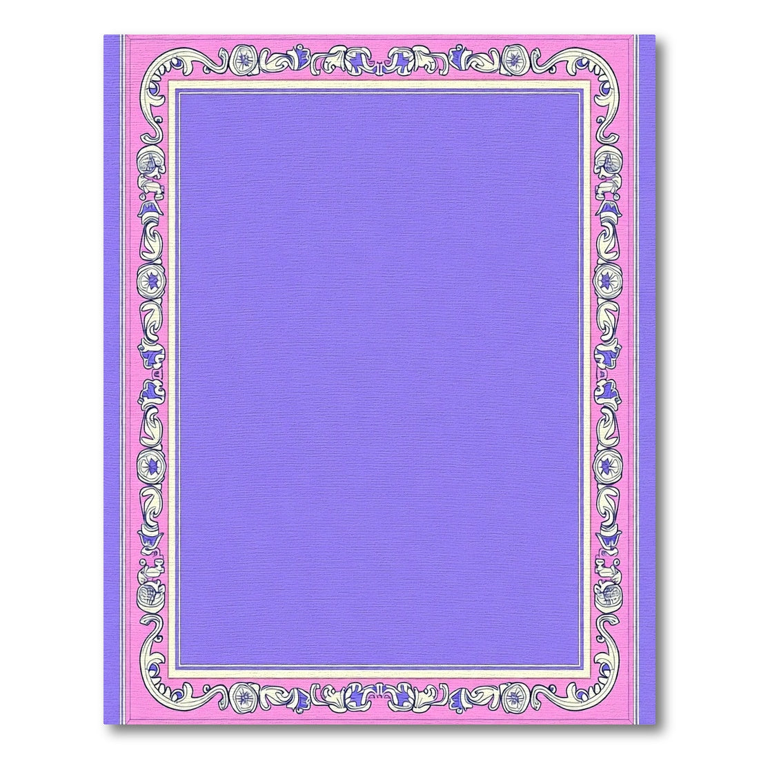 Ornate Lilac Pink Scroll Border Rug