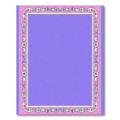 Ornate Lilac Pink Scroll Border Rug