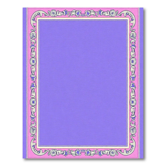 Ornate Lilac Pink Scroll Border Rug