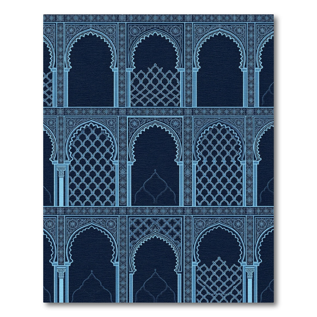 Midnight Blue Archway Lattice Grid Rug