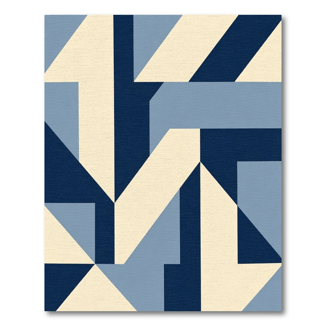 Geometric Navy Cream Light Blue Shapes Rug