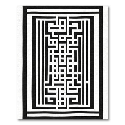 Bold Black White Geometric Lattice Rug