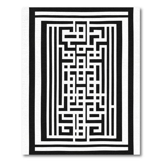 Bold Black White Geometric Lattice Rug