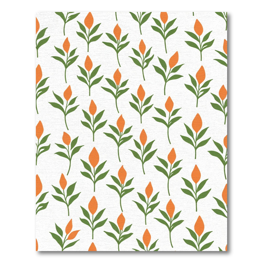 Orange Bud Green Leaf Repeat Rug