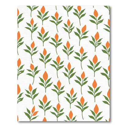 Orange Bud Green Leaf Repeat Rug