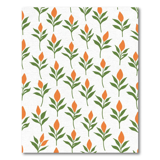 Orange Bud Green Leaf Repeat Rug
