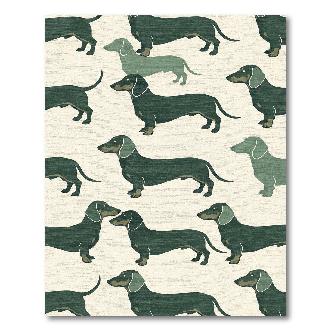 Charming Olive Dachshund Silhouette Illustration Rug