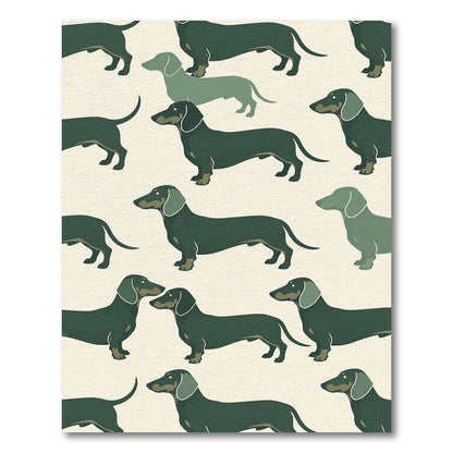 Charming Olive Dachshund Silhouette Illustration Rug