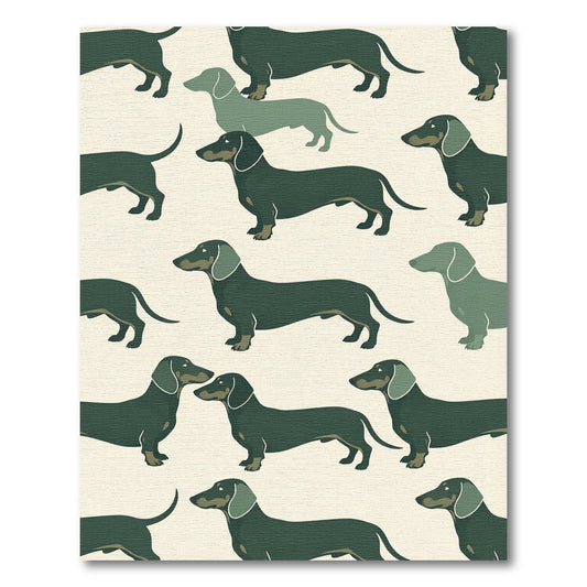 Charming Olive Dachshund Silhouette Illustration Rug