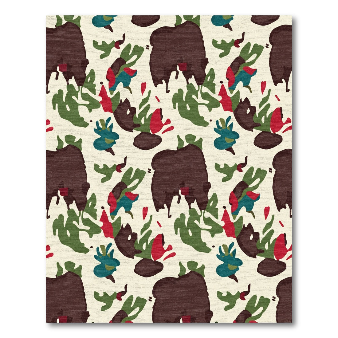 Bold Brown Abstract Camouflage Forms Rug