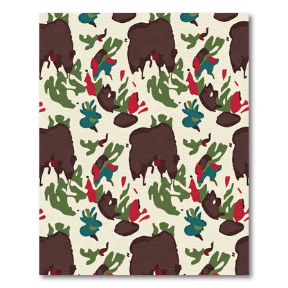 Bold Brown Abstract Camouflage Forms Rug
