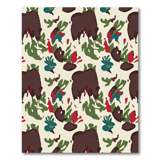 Bold Brown Abstract Camouflage Forms Rug