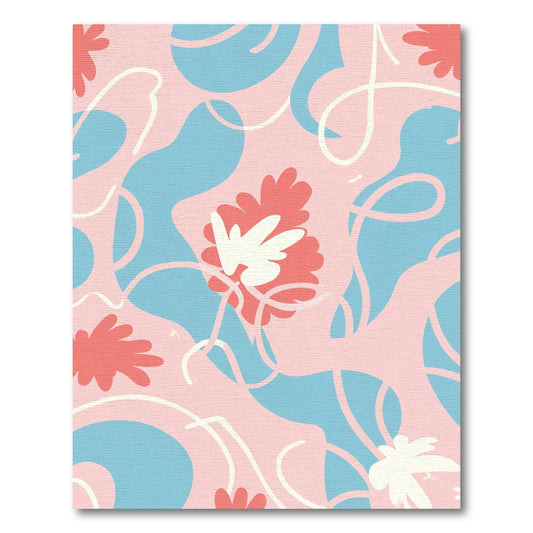 Pastel Coral Floral Abstract Swirls Rug