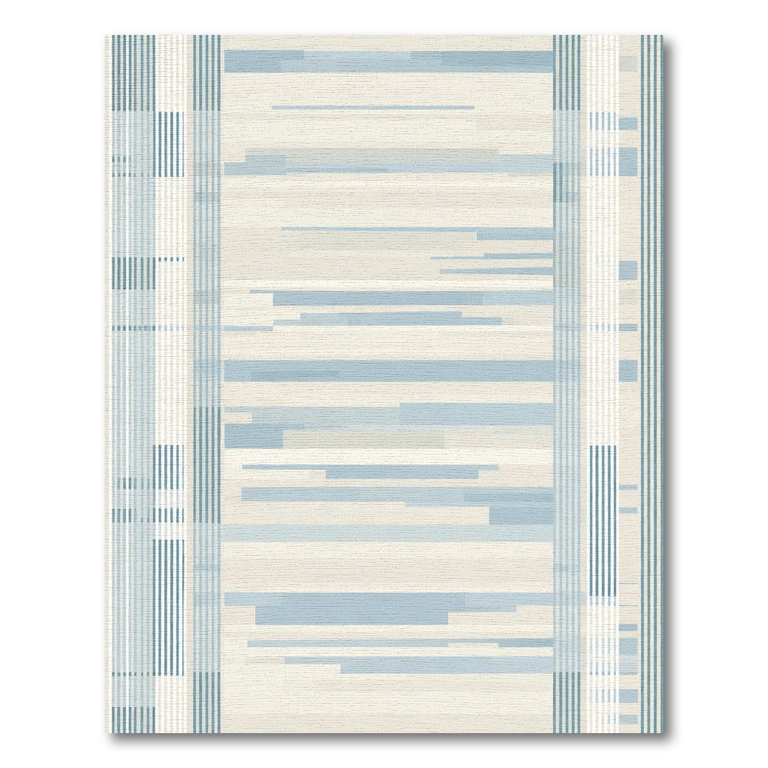 Soft Blue Horizontal Stripe Border Rug