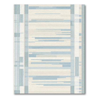 Soft Blue Horizontal Stripe Border Rug