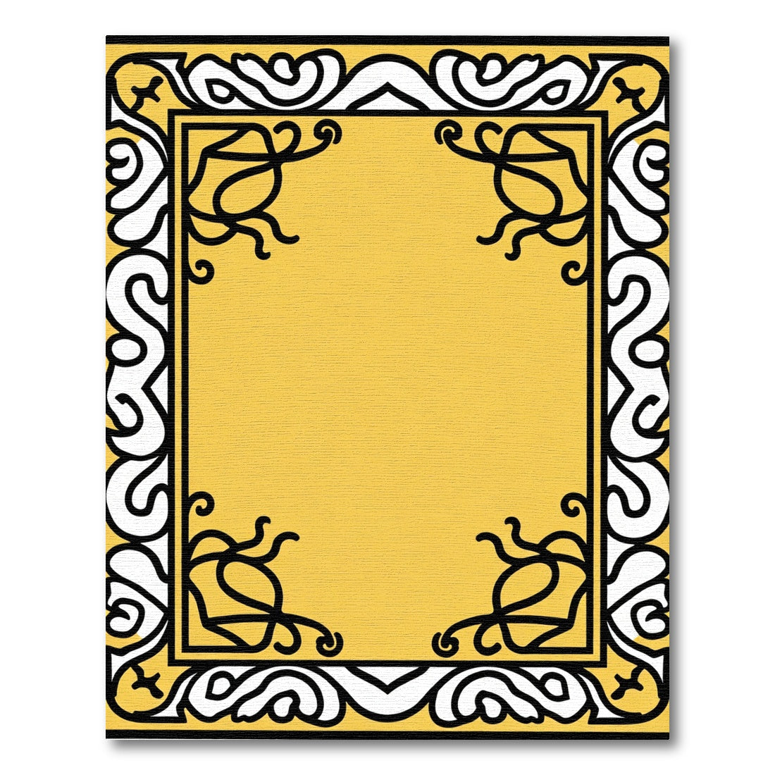 Classic Yellow Black White Border Rug